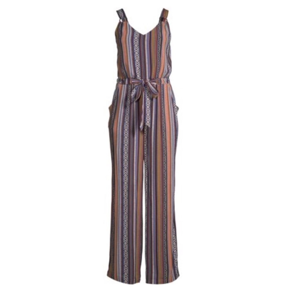 No Boundaries Juniors Printed Jumpsuit with Rings - Picture 4 of 7